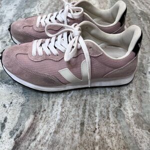 Veja Pink and White Retro Sneakers